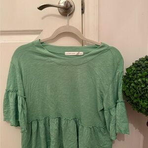 Cute Altard State Mint Green Ruffle Top